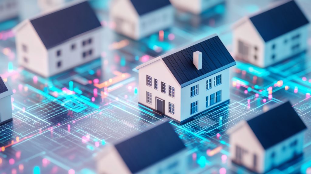 Management of mortgage loans, insurance plans, and market trends using next-generation stock in real estate finance